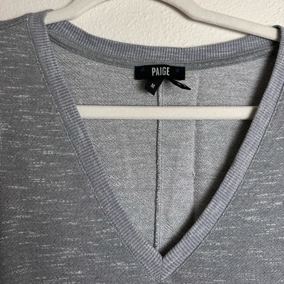 Paige sage knit midi French terry Heathered grey v neck pullover dress M - Picture 4 of 7